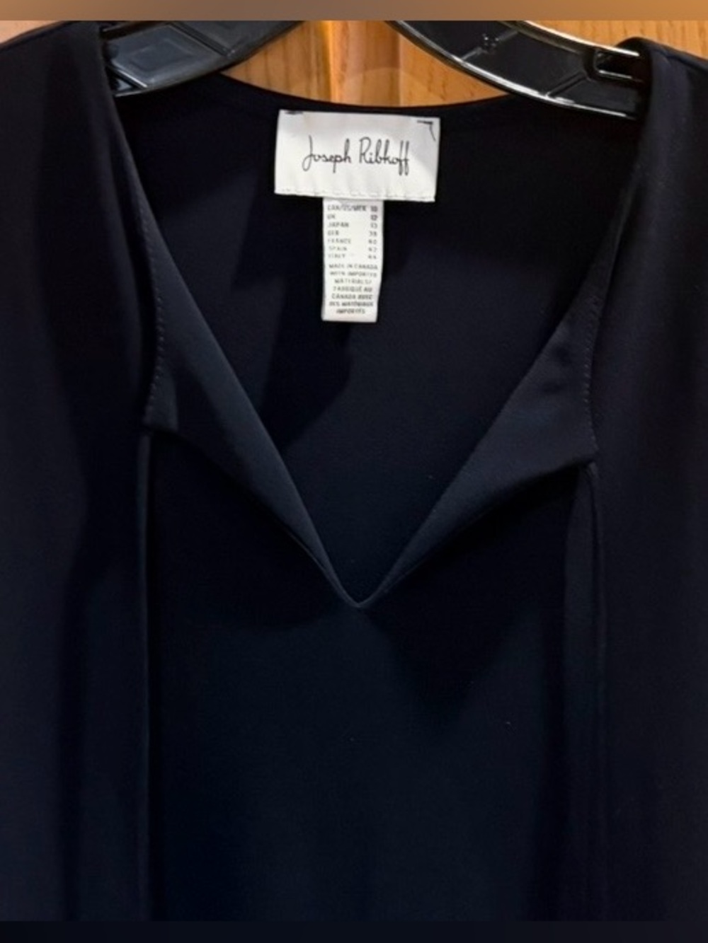 Joseph Ribkoff Women’s Black Long Sleeve Tunic Top Tie Neck Top Size 10 - Picture 4 of 7